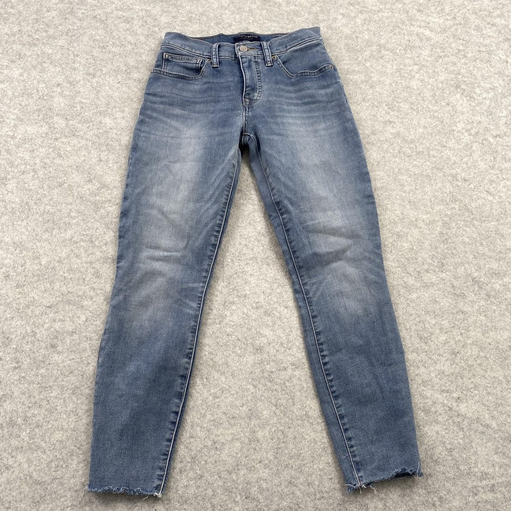 Lucky Brand Mid Rise Crop Ava Jeans Womens 4 (25x24) Blue Raw Hem Denim